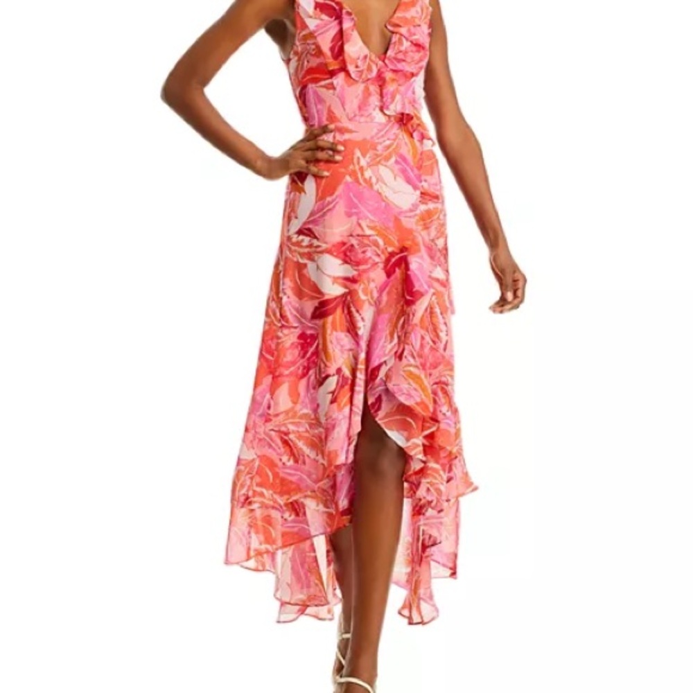 AQUA Floral Pink Sleeveless Dress